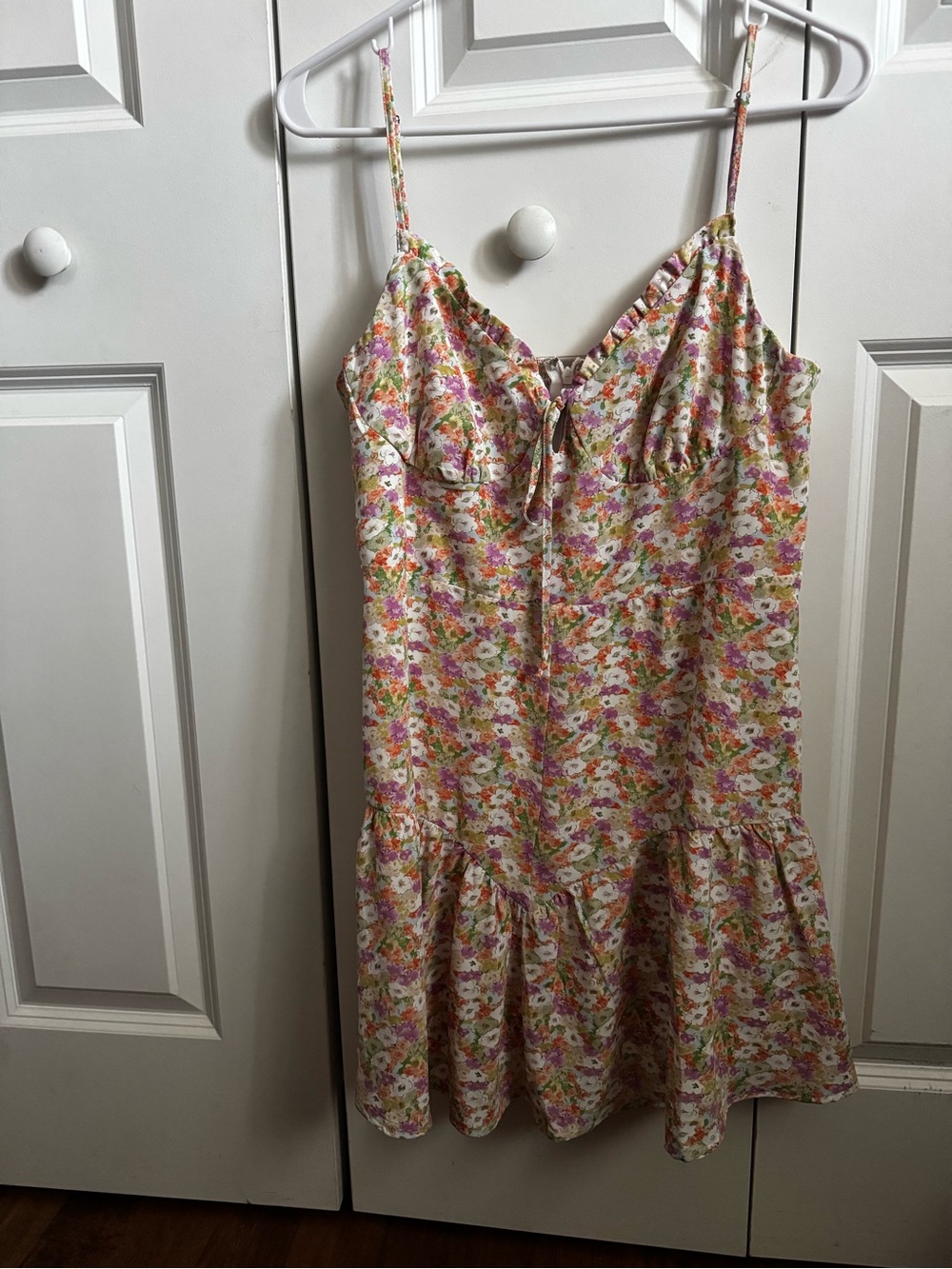 LA Hearts Floral Ruffle Sundress - Pink, Orange & Green